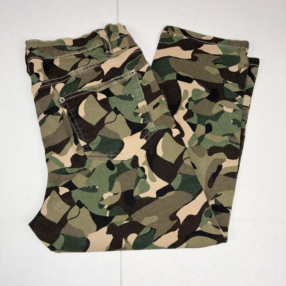 Venus Women's Green Camo Printed Denim Jeans Pants Size 8